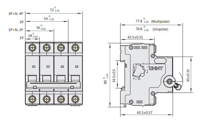 Aptomat Chint MCB 3 pha 20A, 25A, 32A, 40A, 63A