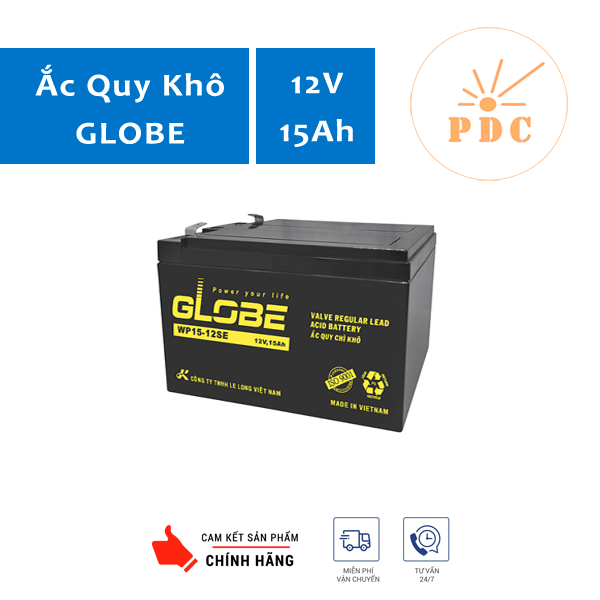 Ắc Quy Kín Khí (VRLA AGM) GLOBE 12V-15AH (20HR), WP15-12SE, F2 - Hàng Chính Hãng