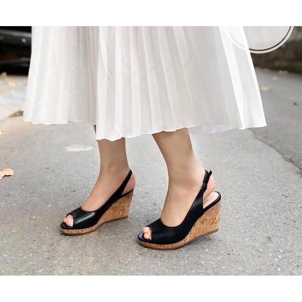 Sandal Đế Xuồng Da Thật 7cm