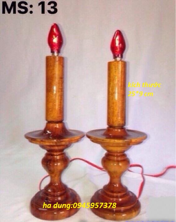 Đèn thờ điện-Đèn điện để bàn thờ thờ cúng ông bà gia tiên bàn thờ tôn giáo cắm điện chất liệu gỗ tàm -ms13 - Hạnh Dung store