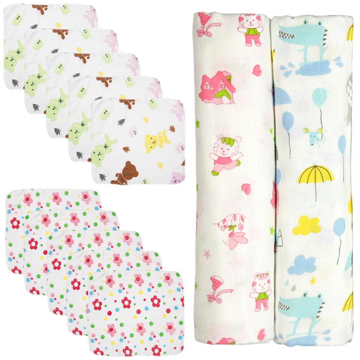 Set gồm 2 khăn tắm sợi tre và 10 khăn sữa xuất nhật an toàn cho trẻ sơ sinh 2KT10KNKBS - KIBA.shop ( đồ cho trẻ sơ sinh)