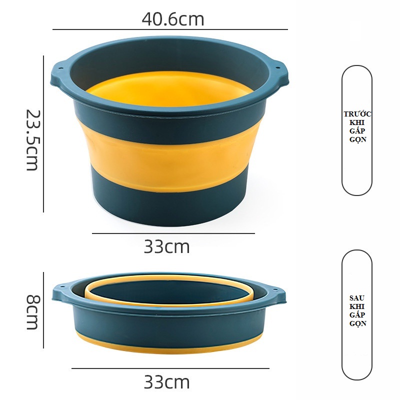 Xô ngâm chân gấp gọn silicon