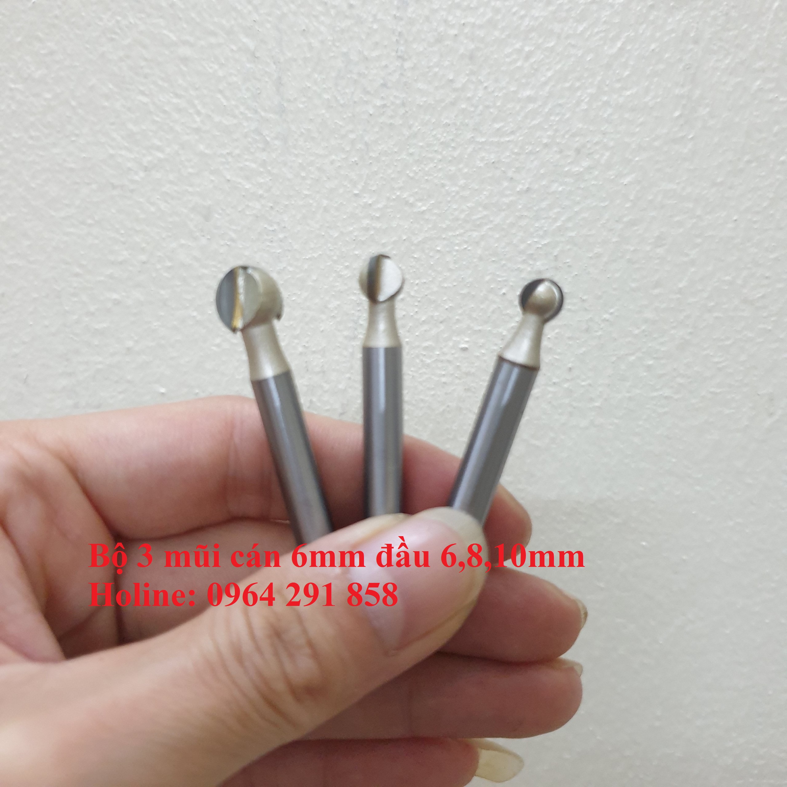 mũi điêu khắc gỗ phá gỗ hợp kim bộ 3 mũi - mũi mài khắc quả đào vàng cán 6mm