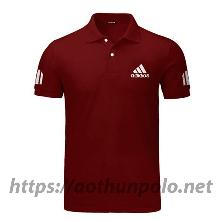 Áo thun có cổ nam thêu logo Adidas