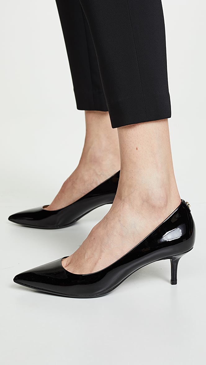 Giày Michael Kors Flex Kitten Pump Black Da Bóng 