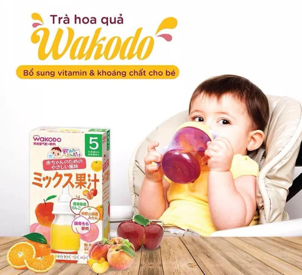 [HCM]Trà Lúa Mạch Wakodo cho bé 1m+, Trà hoa quả Wakodo cho bé 5m+