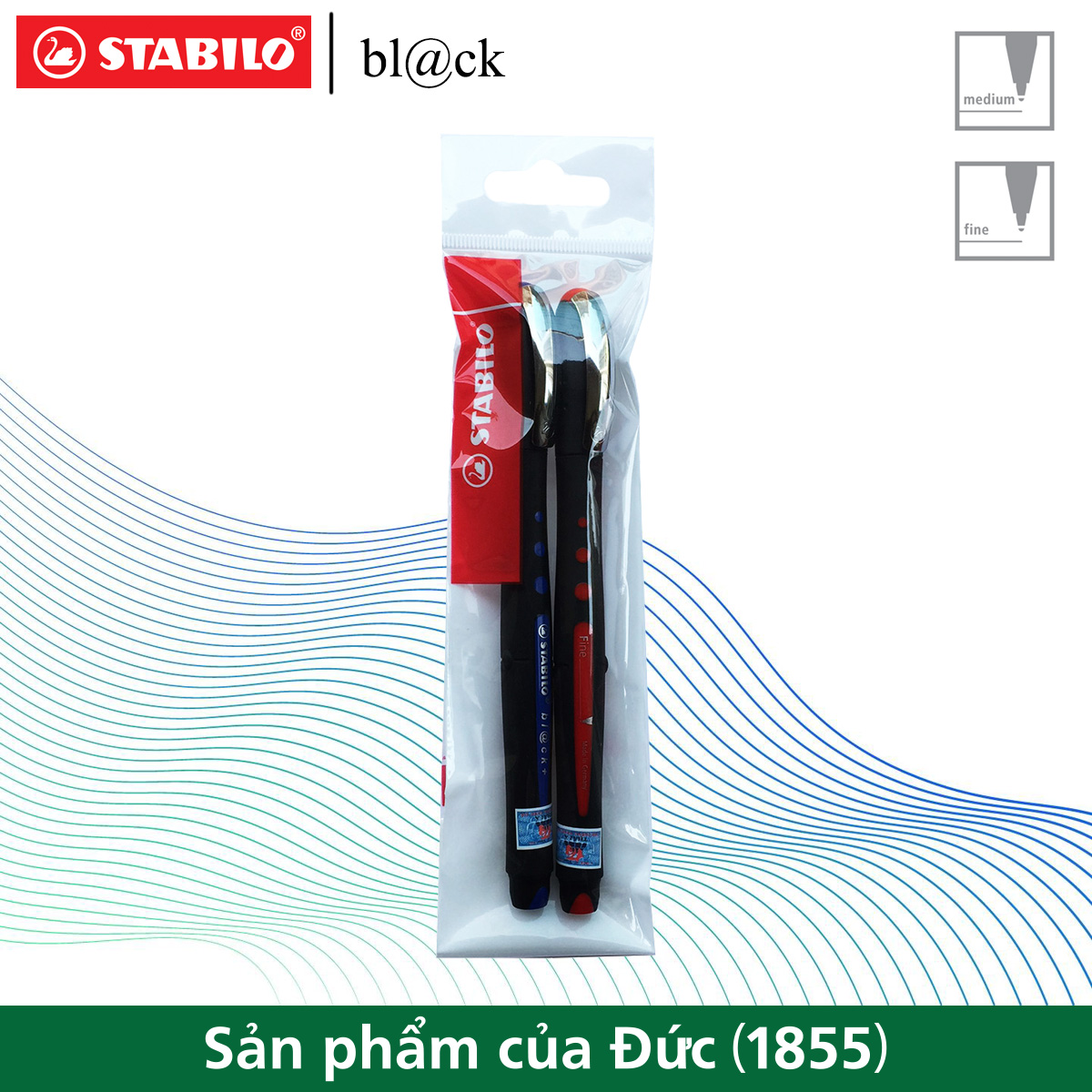 Bộ 2 bút ký STABILO bl@ck M nét 1.0mm BLKM