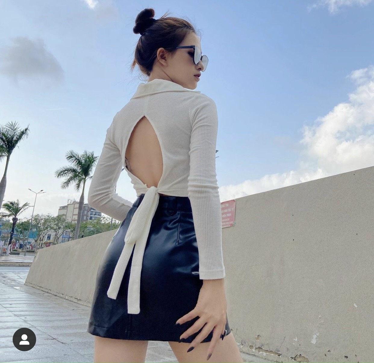 Áo polo croptop buộc nơ lưng bao sexychất thun gân mềm dày dặn nha khách-nu