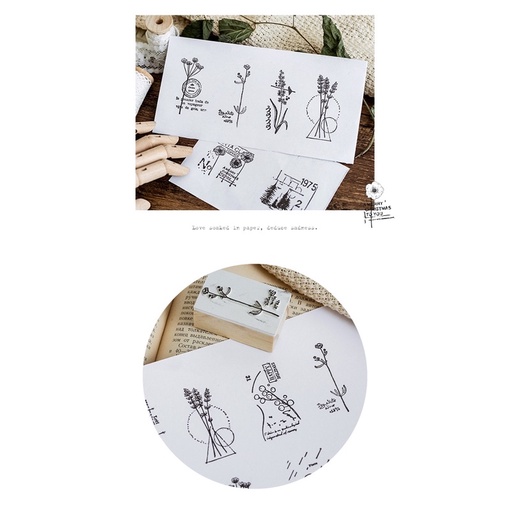 Con dấu gỗ họa tiết hoa vintage SP005