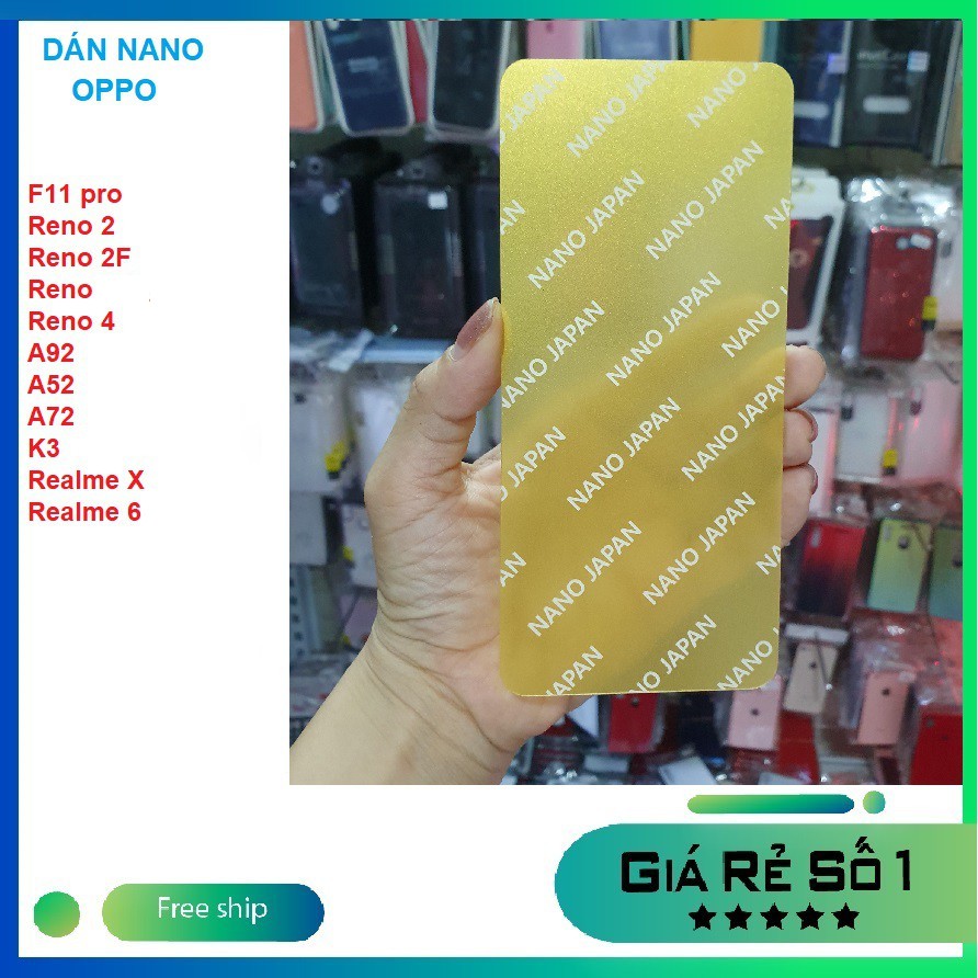 Dán cường lực dẻo nano siêu bền cho OPPO F11 pro/ Reno 2/ Reno 2F/ Reno 4/ Reno/ A92/ A52/ A72/ K3/ Realme X/ Realme 6 full màn 98%