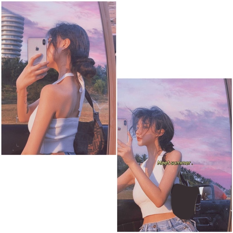 Áo yếm croptop cột dây hở lưng xinh đẹp y8