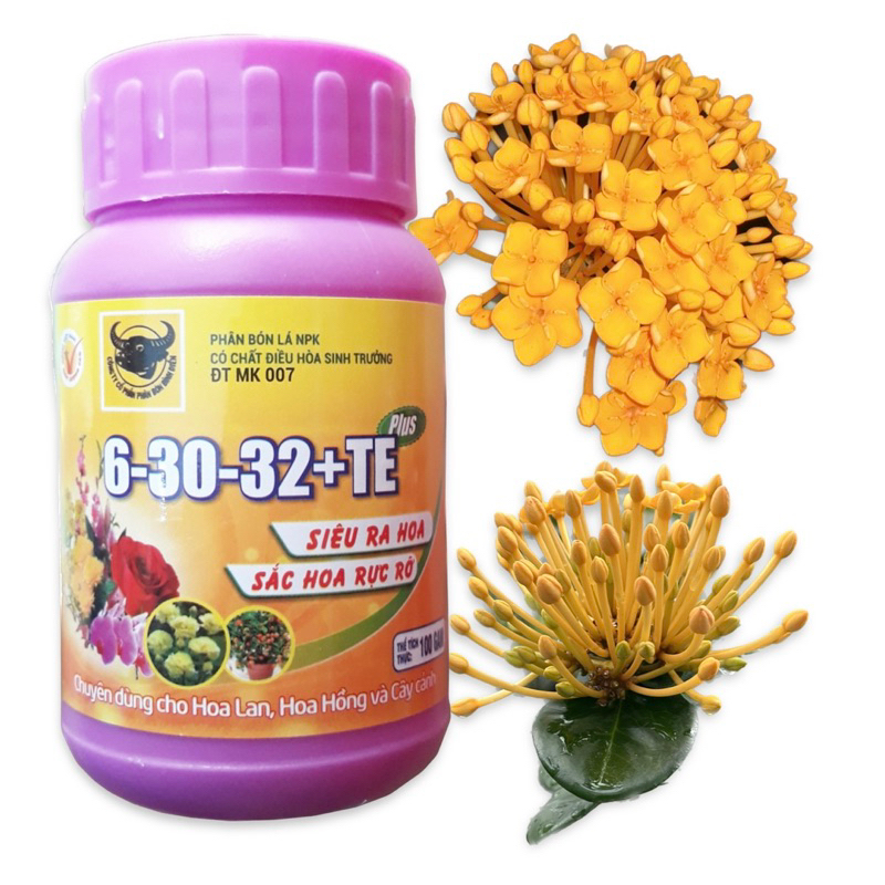 Phân Bón Lá Đầu Trâu NPK 6-30-32 TE ,Siêu Ra Hoa (100Gram)
