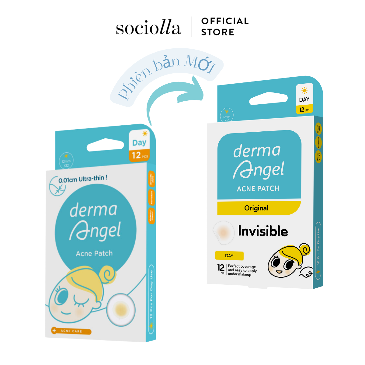 Combo Dán Mụn Day & Night Derma Angel 12 Miếng x 2