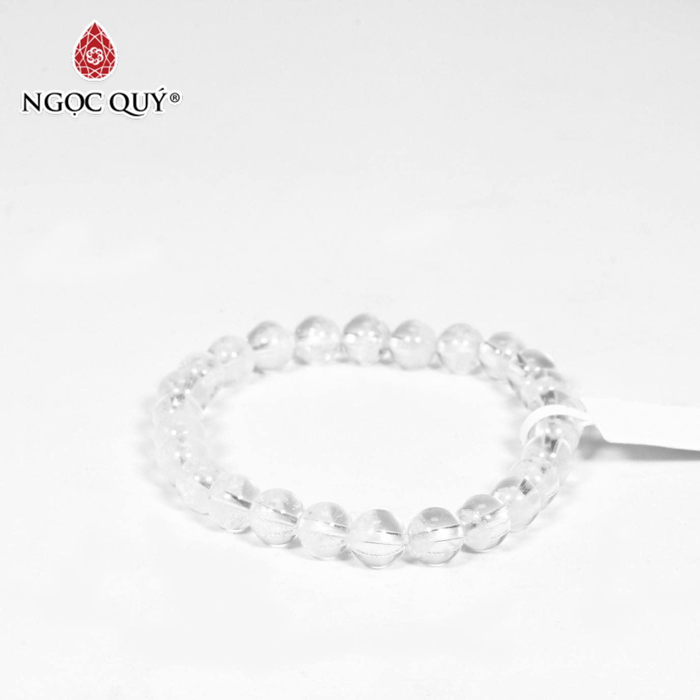 Vòng tay đá thạch anh ưu linh trắng size hạt 6mm mệnh thủy, kim - Ngọc Quý Gemstones