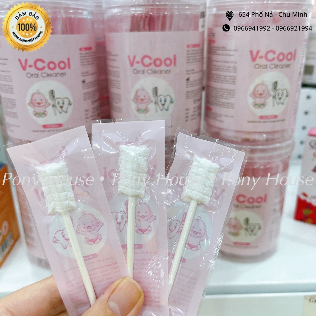 Que Rơ Lưỡi Vcool - Gạc Que Tưa Lưỡi Cho Bé