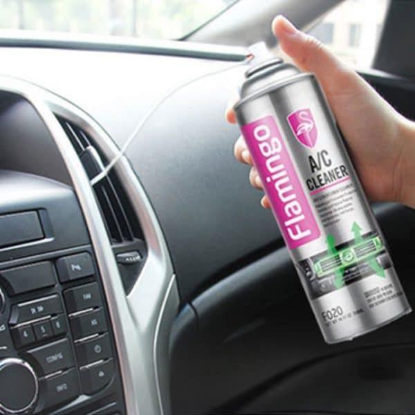 Bọt tẩy vệ sinh Flamingo 500ml khử trùng điều hoà xe hơi, xịt khử mùi điều hoà dàn lạnh, vệ sinh dàn máy lạnh ô tô
