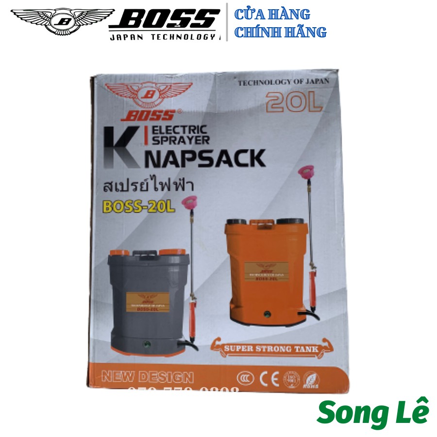 Bình xịt Điện Boss Nhật 20L - 1 Bơm - 12V/8Ah