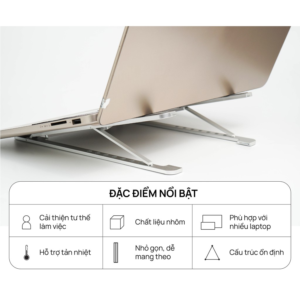 Giá đỡ Laptop HyperWork L2 - Khung nhôm 8 cấp độ