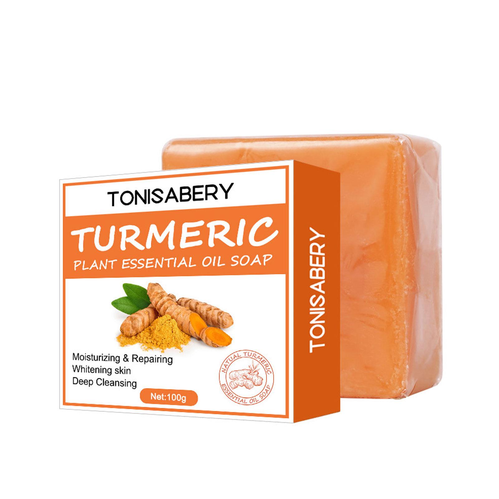 Turmeric Cream Whitening Soap Natural Radiant Skin Smoothing Acne Reduction Wrinkles Spots Soap Dark Handmade Scars Facial And U9V2