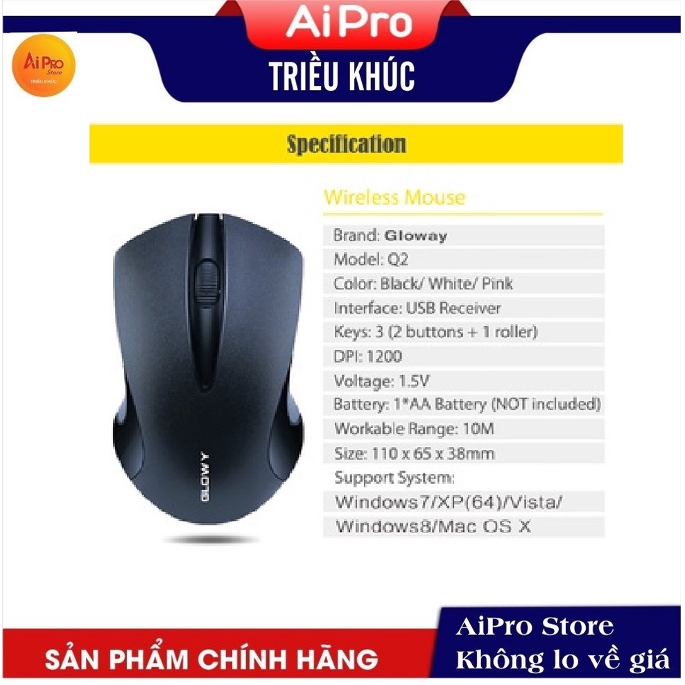 Chuột Gloway không dây Q2 - Bảo hành 12 tháng
