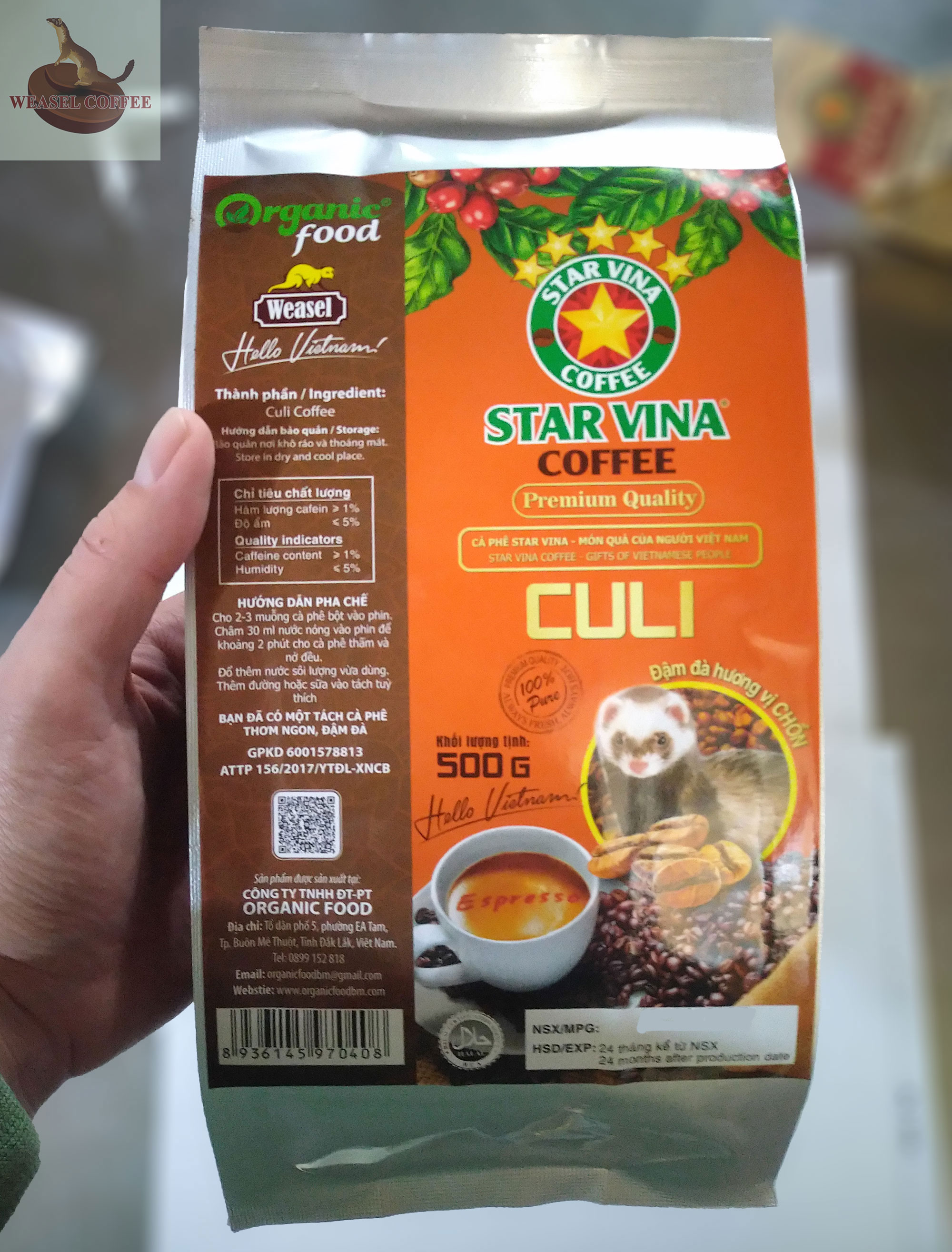 Combo 2 túi ( 1kg Hạt ) - Cà Phê Culi Hương Chồn