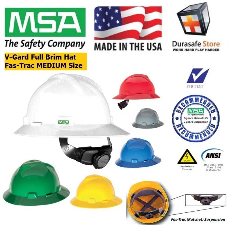 Nón bảo hộ có vành MSA 475369 V-Gard Slotted Safety Full Brim Hat Fas-Trac Suspension White