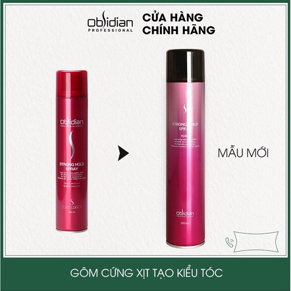 Gôm xịt tóc cứng Obsidian Strong Hold Spray hồng 300ml (KOREA) - chai