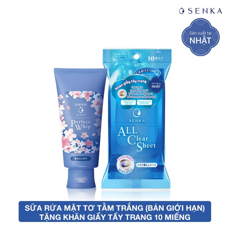 Sữa rửa mặt tơ tằm trắng Sakura phiên bản giới hạn tặng khăn giấy tẩy trang (10 tờ) giá rẻ