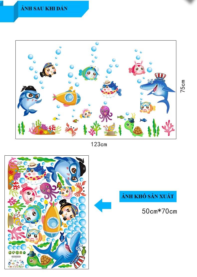 Decal dán tường Cá biển sắc màu- T20-kiddecals