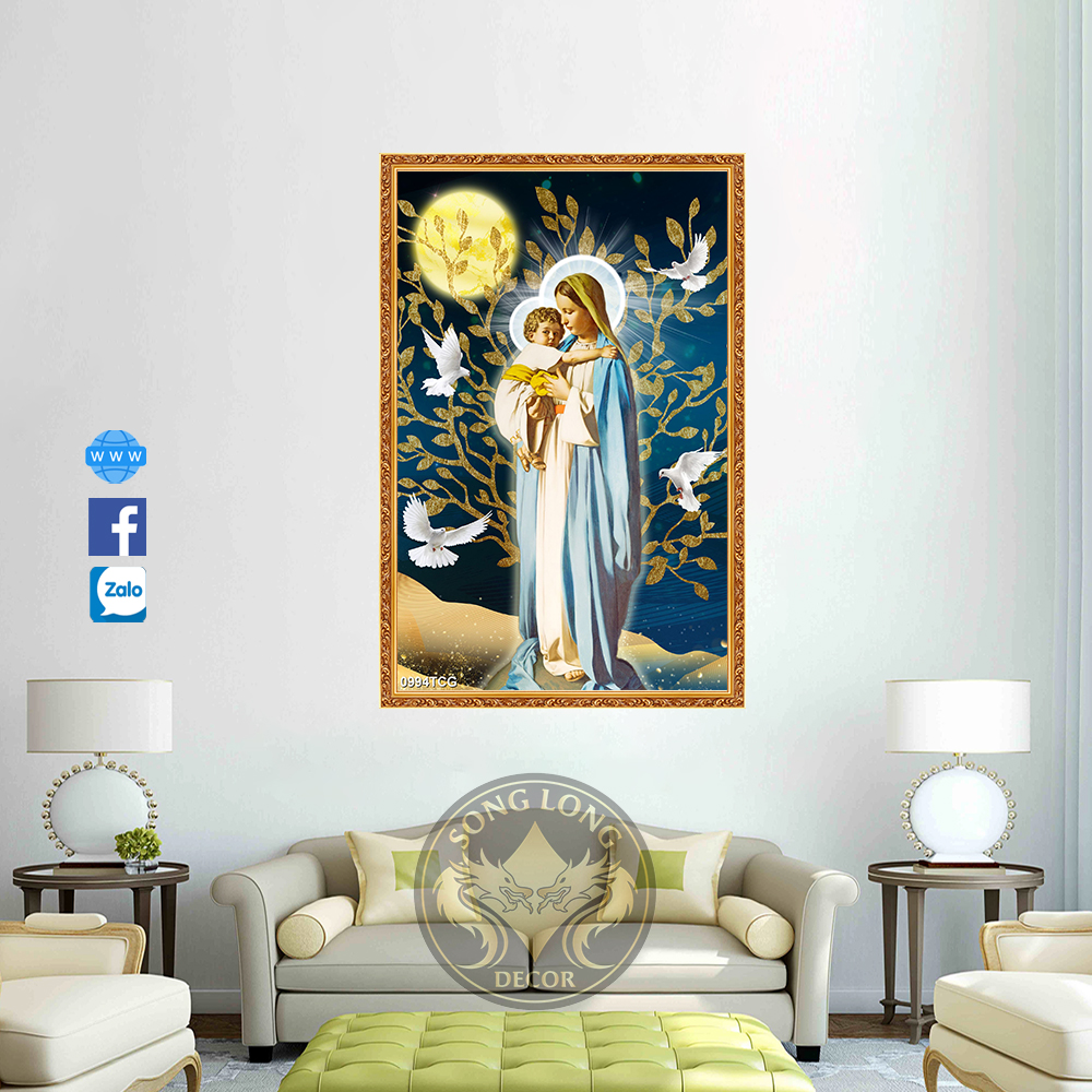 TRANH DÁN TƯỜNG 3D CHÚA GIÊ SU - TRANH ĐỨC MẸ MARIA VÀ CHÚA HÀI ĐỒNG, TRANH GIA ĐÌNH THÁNH GIA DÁ