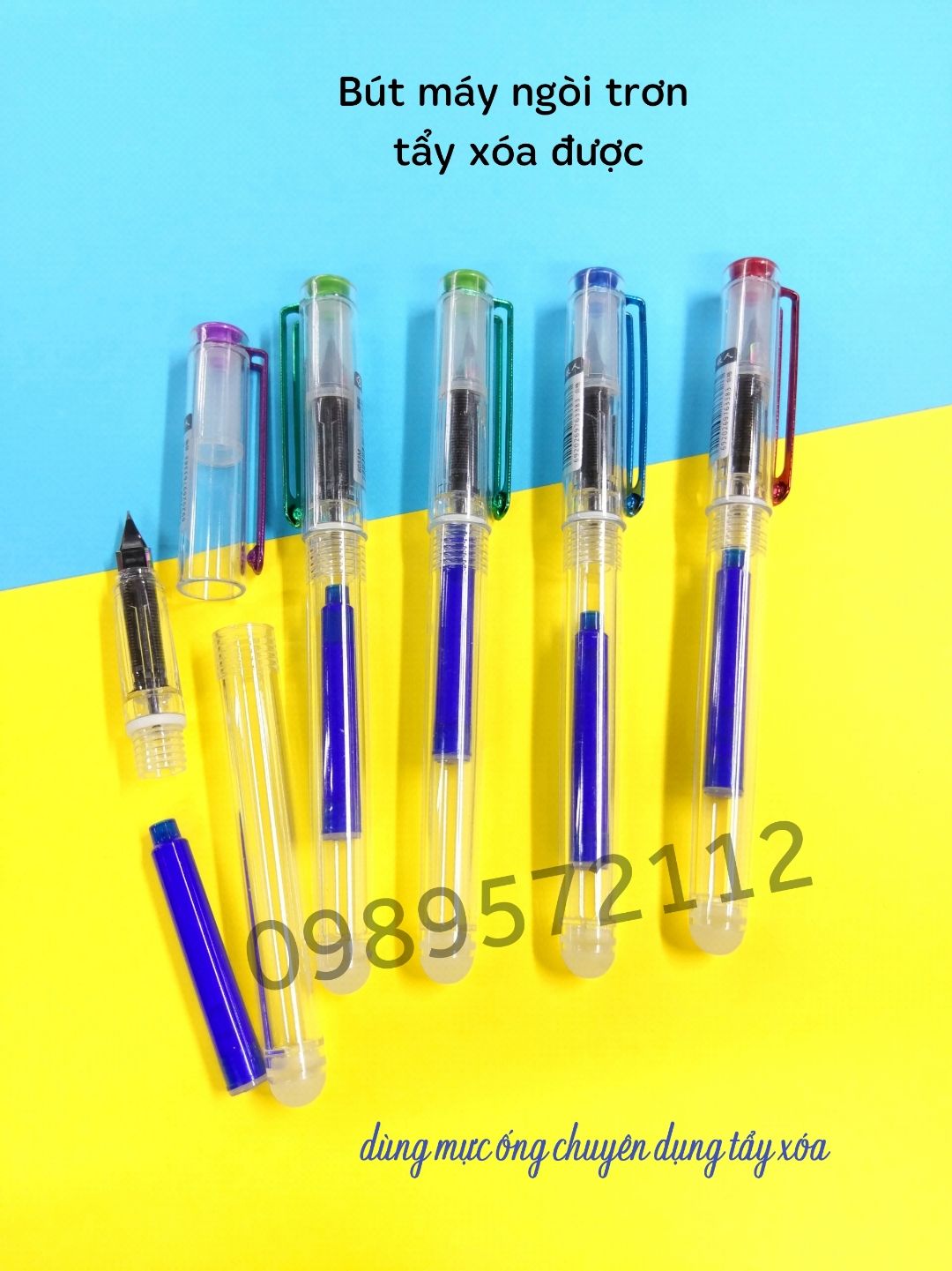 Bút mực tẩy xóa,Bút máy xóa được 6053M. (mực xanh)