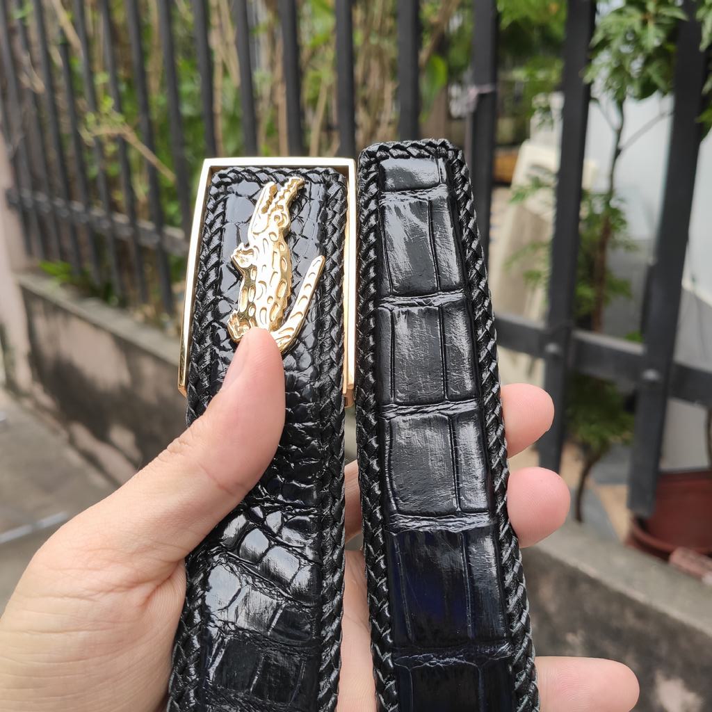 Nịt cá sấu [Phiên bản mặt khóa hình cá sấu thép ko gỉ]. Da Bụng Liền Tấm Đan Viền!