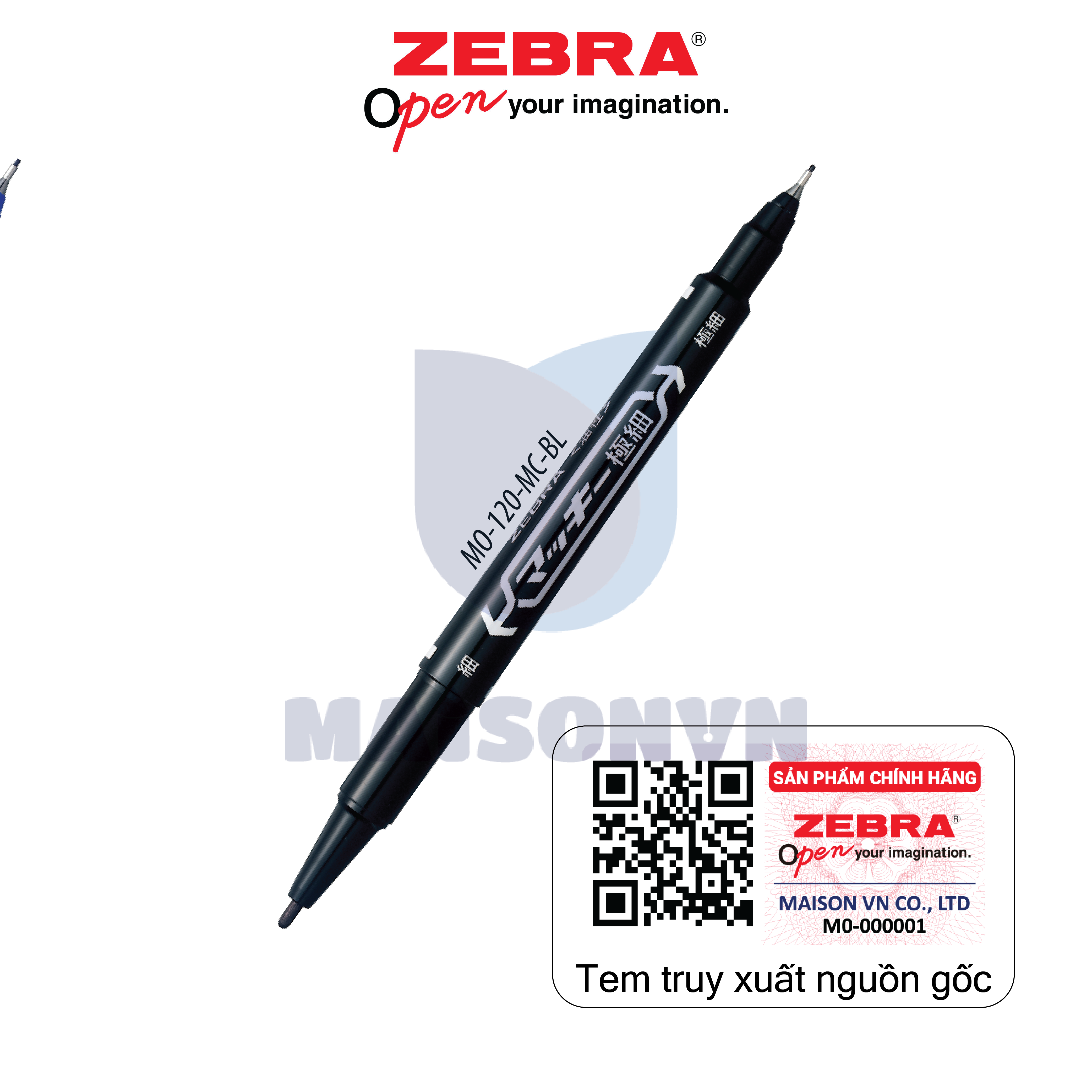Bút Lông Dầu 2 Đầu Zebra Pen MO-120 Chính Hãng - Marker 2 Đầu 0.5mm & 1.1-1.3mm, Mực Đậm Rõ, Viết Mượt Nhanh Khô, Hạn Chế Lem - Dùng Ghi Chú, Ký Hiệu, Đánh Dấu Kho Xưởng/Văn Phòng - Màu Đen/Đỏ/Xanh Dương/Xanh Lá/Nâu - 1 Cây