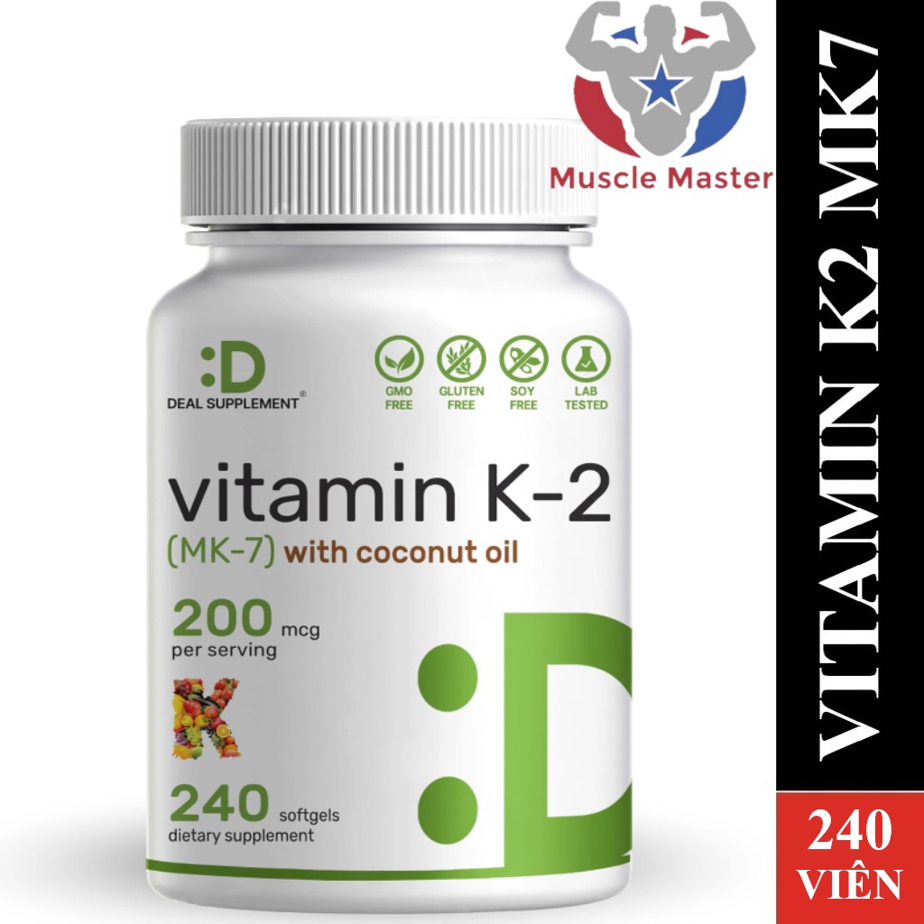 Viên uống vitamin k2 mk7 deal supplement vitamin k2 mk7 200mg 240 viên