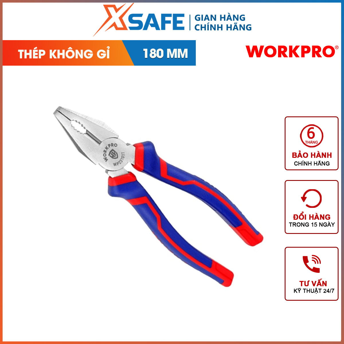 Workpro wp231017 original xsafe 7 inch 180mm electric pliers