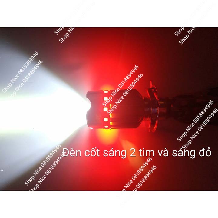 Đèn pha Led xe máy 7 màu 4 tim chân H4