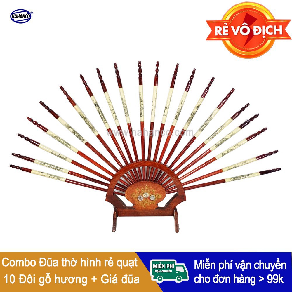 Bộ đũa thờ xòe 10 đôi Giá đũa Gỗ hương Tâm linh Truyền Thống Văn hóa người Việt