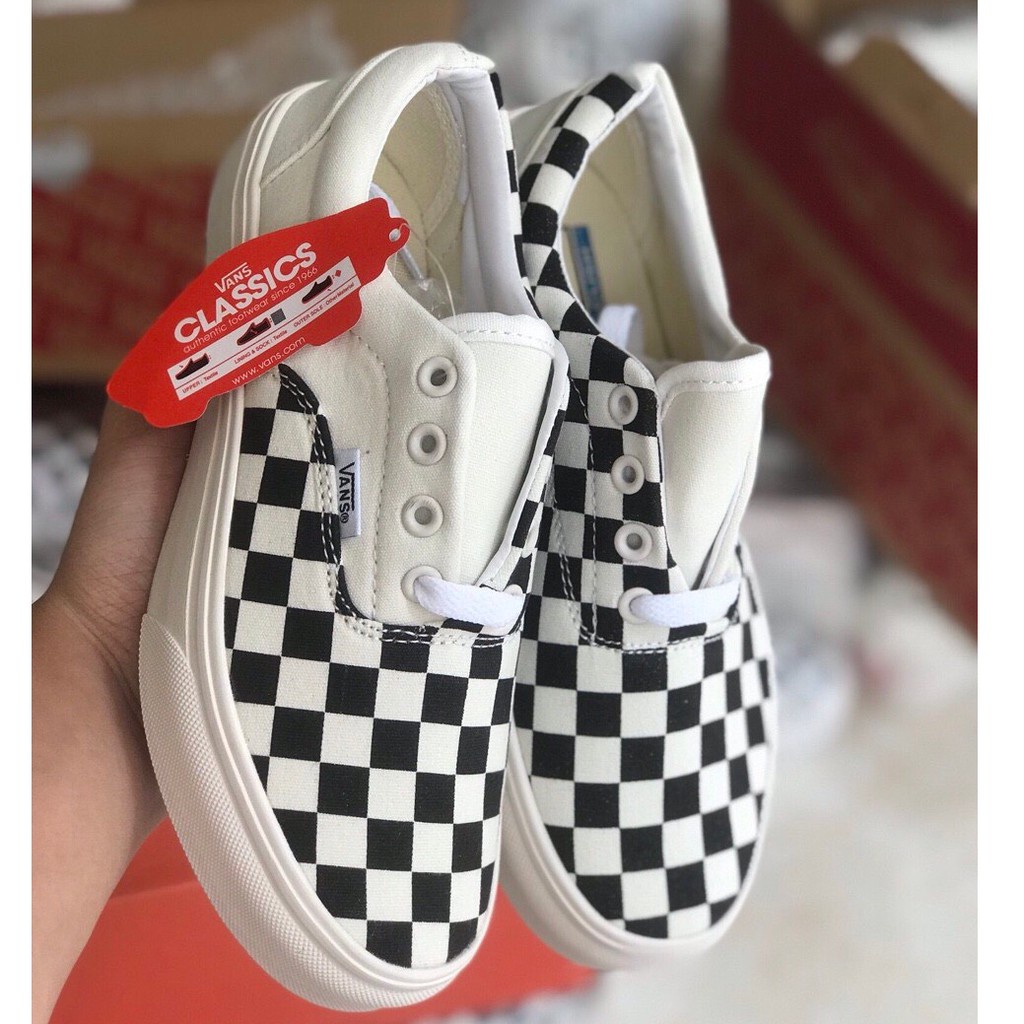Giày thể thao nam nữ Vans caro buộc dây classic nam nữ chuẩn 11 - Giày Vans caro vải canvas cao cấp Full Bill Box
