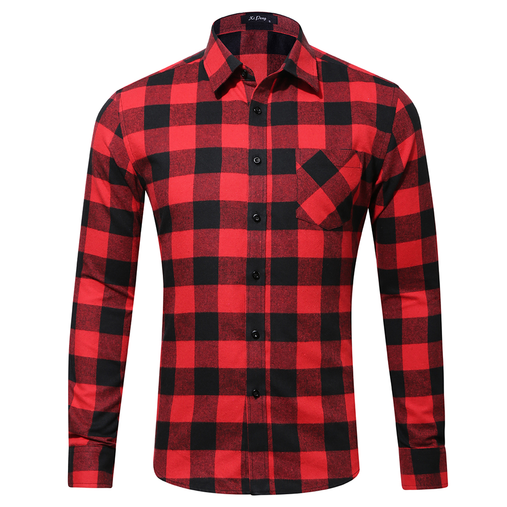 YUNY Men Turn Down Collar Long Sleeve Plaid Casual Relaxed-Fit Flannel Shirt AS12 S 