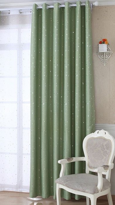 Rèm vải treo cửa chống nắng tốt 99% rèm cửa trang trí NGÔI SAO XINH XANH LÁ PR002