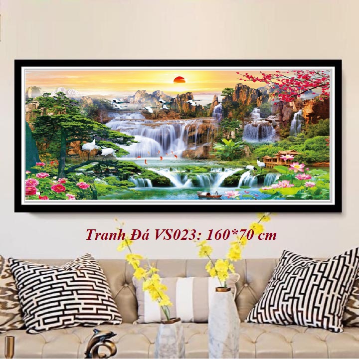 Tranh Đính Đá Phong Cảnh - Lưu Thuỷ Sinh Tài - Tranh Đính Đá VENUS ( TRANH CHƯA ĐÍNH CHƯA KHUNG)