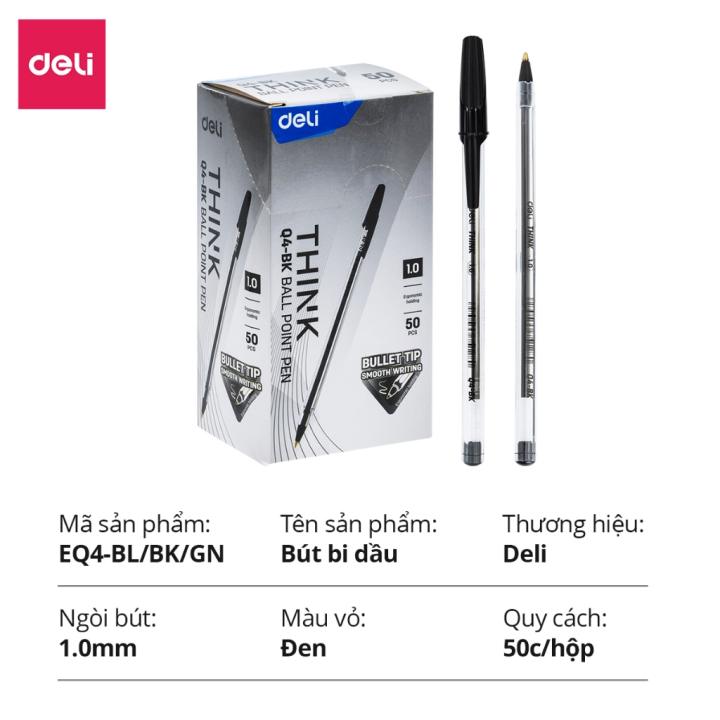 Set 5 Bút Bi Ngòi 1.0mm Chính Hãng Deli 3 Màu Xanh Đen Đỏ Mực Nhanh Khô Thích Hợp Học Sinh Văn Phòng - Hình ảnh 9