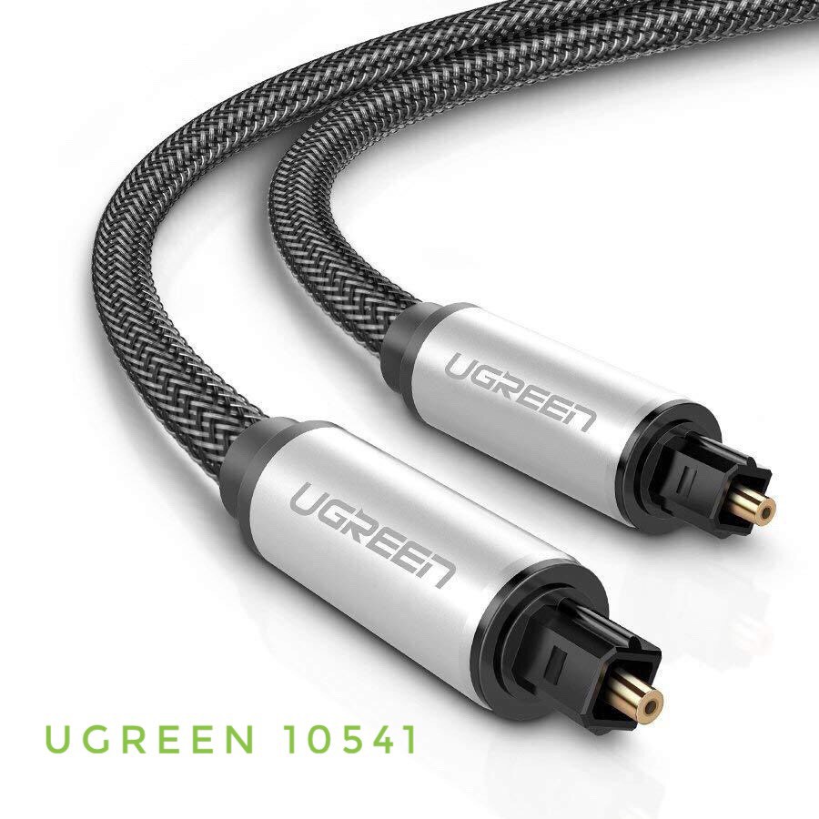 Cáp Quang Audio (Toslink Optical) Dài 3M Ugreen 10541 Vỏ Lưới - Đầu Bọc Nhôm - Dây Cáp Âm Thanh