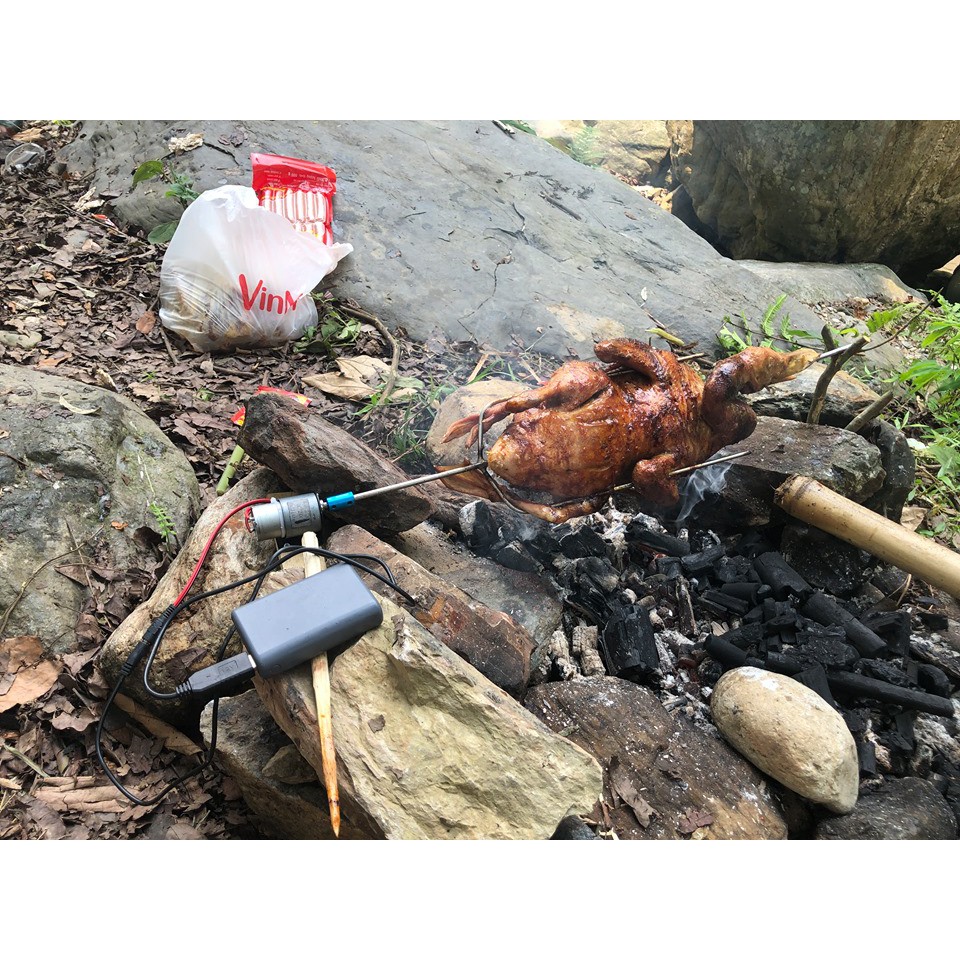 Máy Nướng Gà Vịt Dã Ngoại Dùng Sạc Dự Phòng, Nguồn Usb