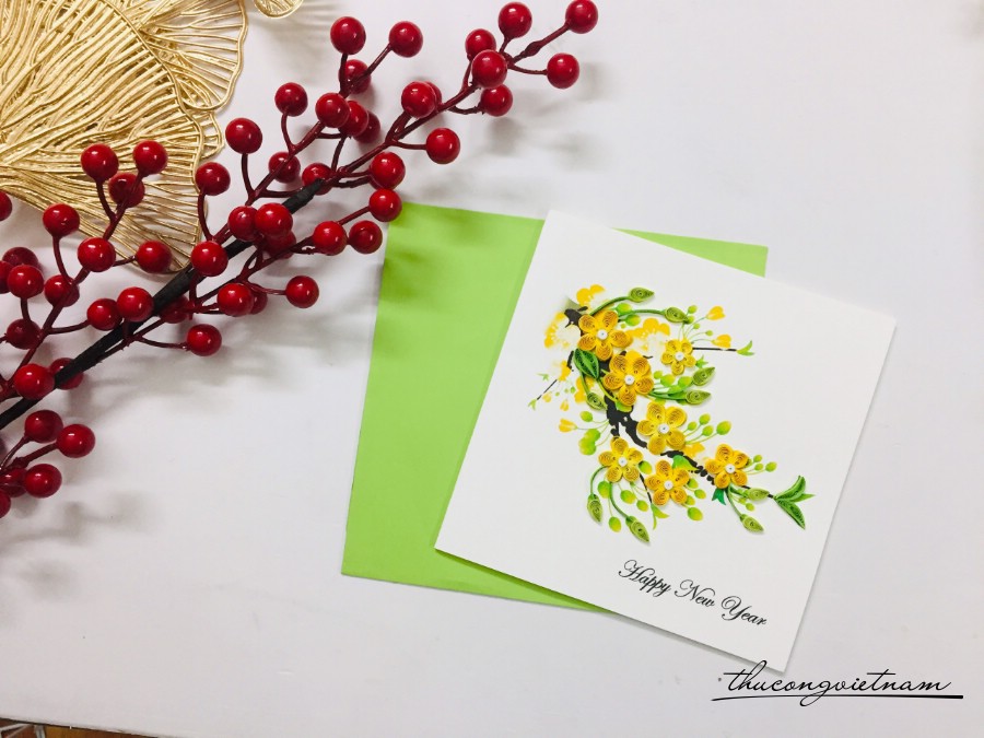 Thiệp năm mới quilling 15*15cm