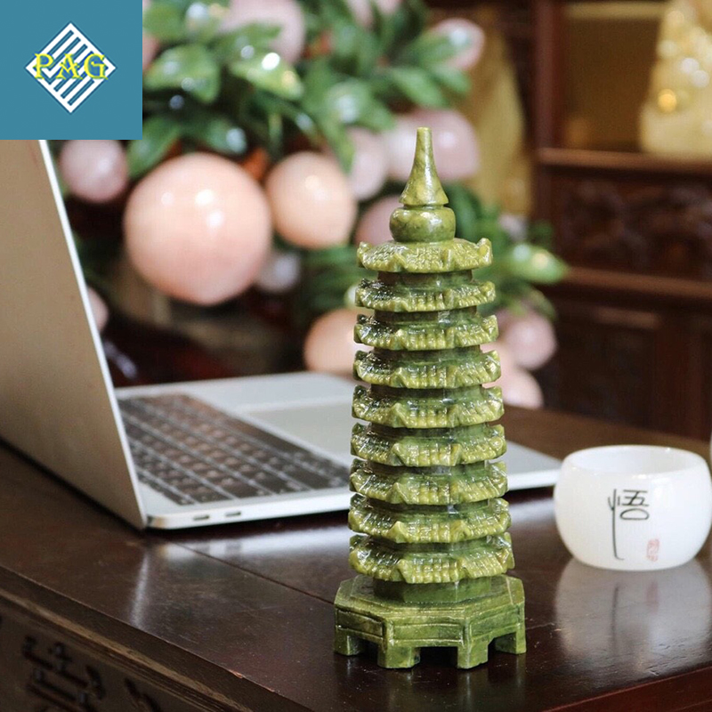 THÁP VĂN XƯƠNG 9 TẦNG ĐÁ LAM NGỌC 19 cm