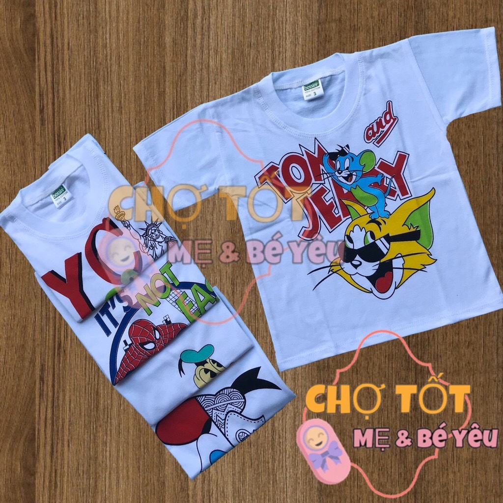 Áo tay ngắn cotton trắng mặc nhà cho bé