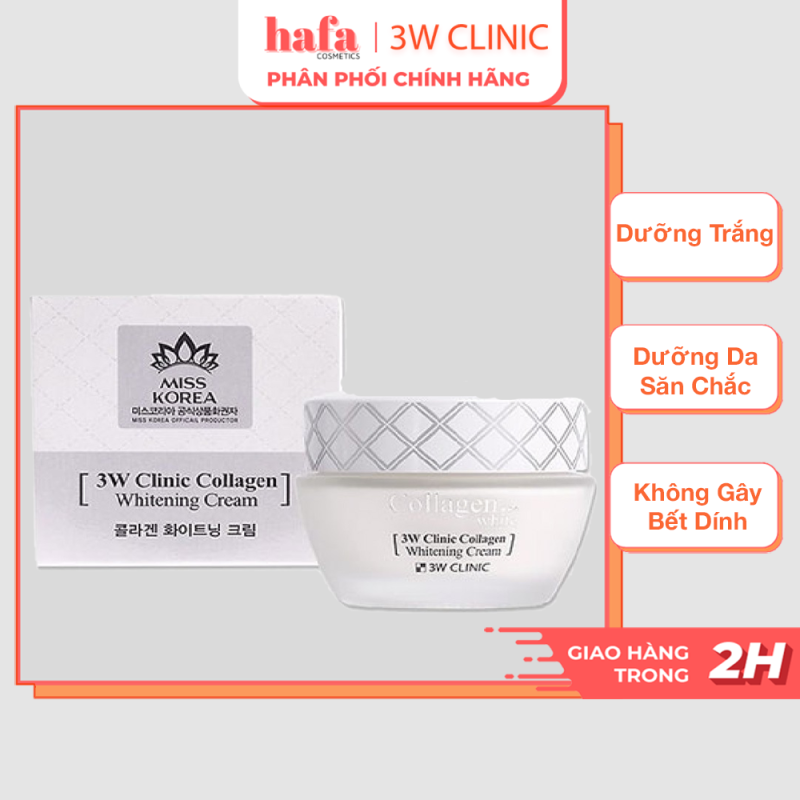 Kem Dưỡng Trắng Da, Bổ Sung Collagen 3W CLinic  Collagen Whitening Cream 60ml _ 3W Clinic Chính Hãng