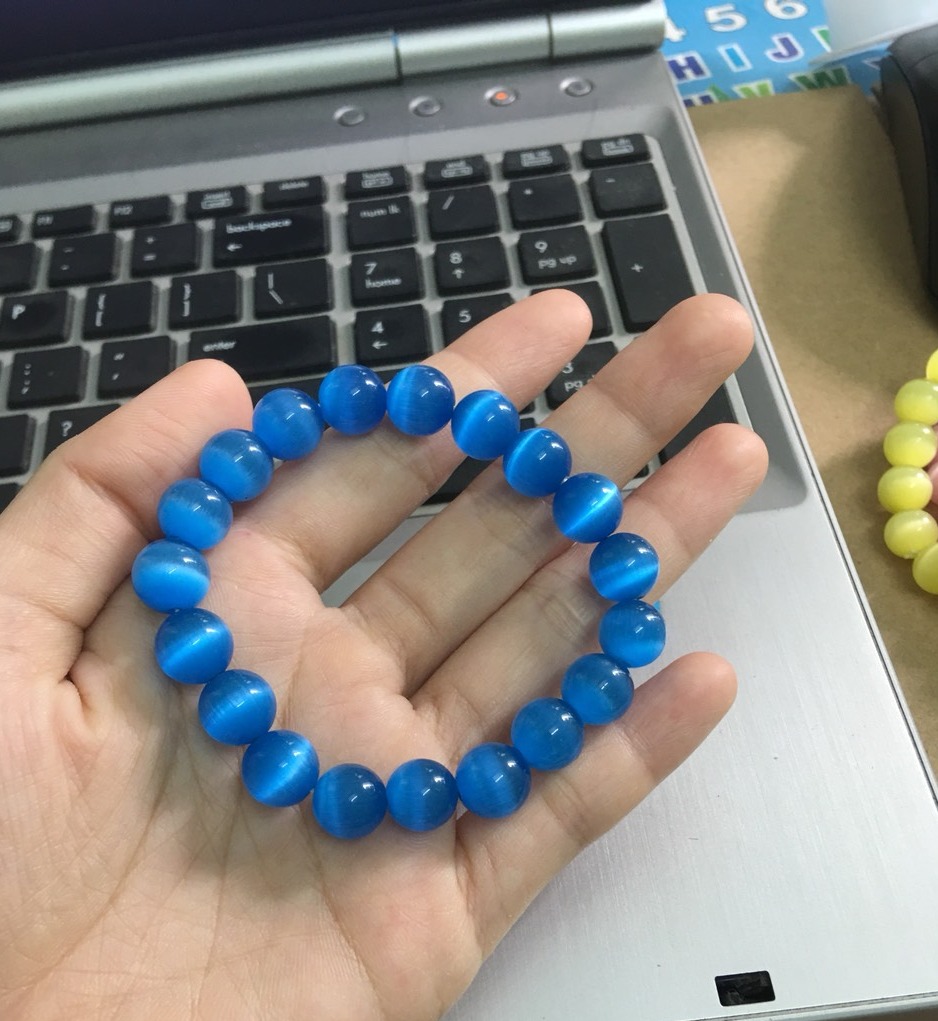 Vòng tay chuỗi đá mắt mèo 10ly-Nhiều màu