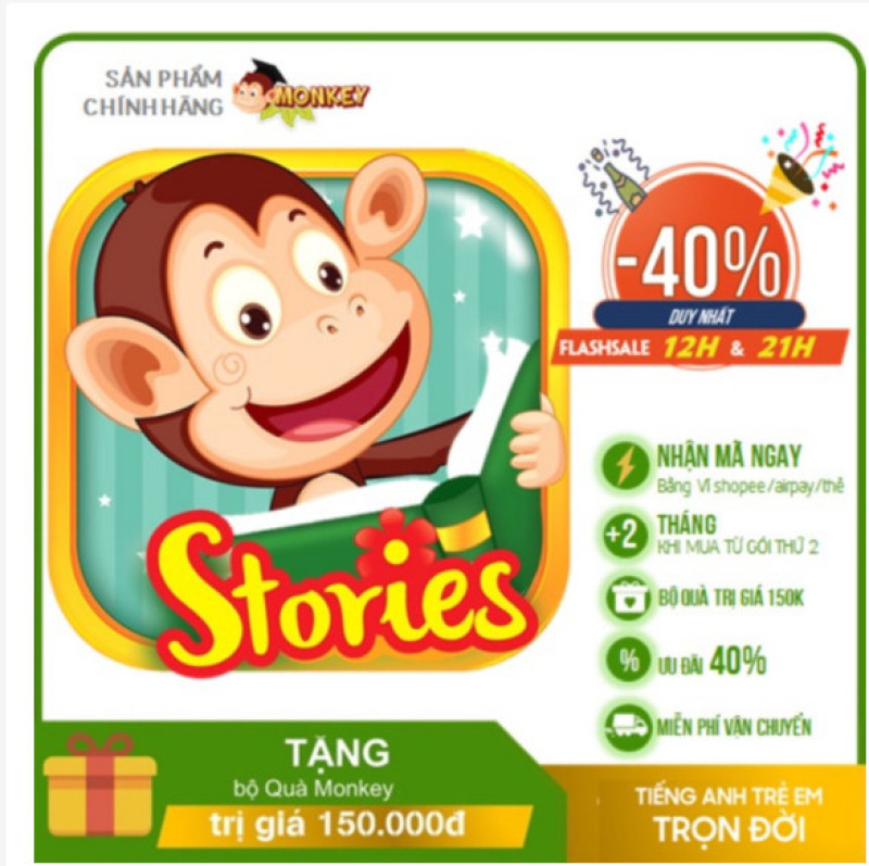 Bảng giá Monkey Stories 1 năm - Truyện tương tác Phát triển toàn diện 4 kỹ năng tiếng Anh Phong Vũ